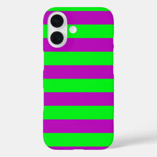 Purple and Green Stripes Design iPhone 16 Case