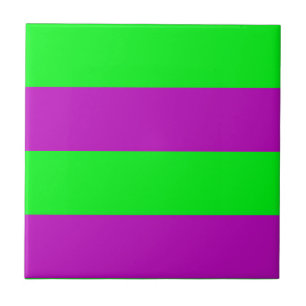 Purple and Green Stripes Design Ceramic Tile