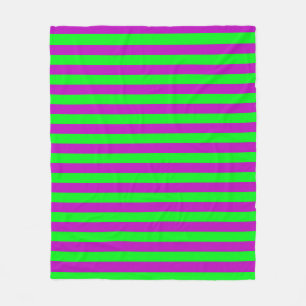 Purple and Green Stripes Design Fleece Blanket