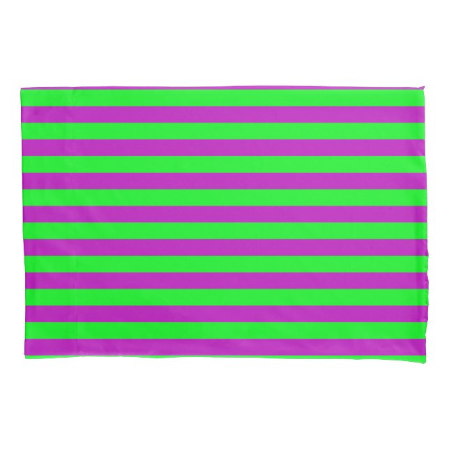 Purple and Green Stripes Design Pillowcase (Front)