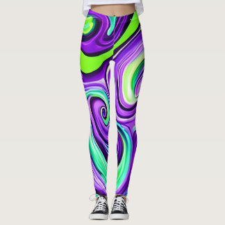 Purple and Green Swirl Leggings