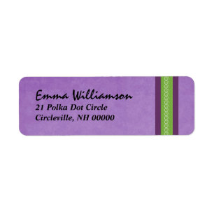 Purple and Green Swirl Ribbon Return Address Label
