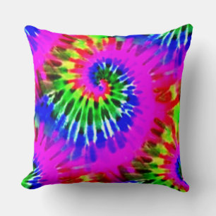 Purple And Green Tie Dye Cushion