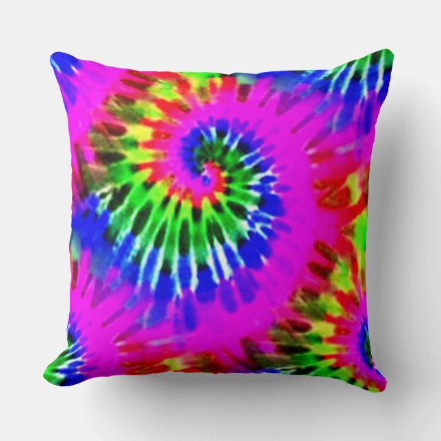 Purple And Green Tie Dye Cushion (Front)