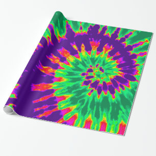 Purple and Green Tie Dye Wrapping Paper