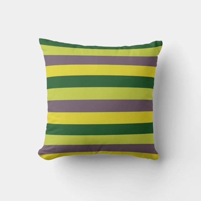 Purple and Green Trendy Stripes Pattern Cushion (Front)