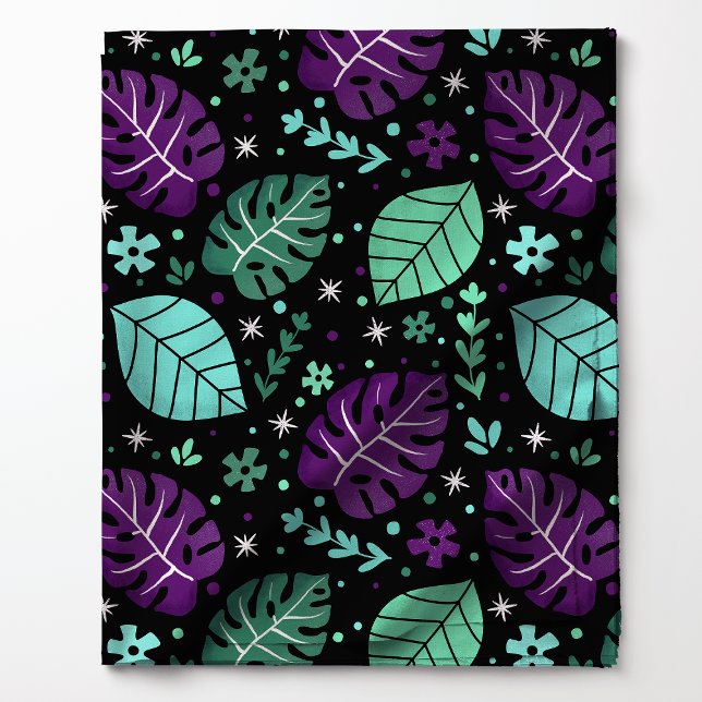 Purple and Green Tropical Monstera Leaf Pattern Fabric (Creator Uploaded)