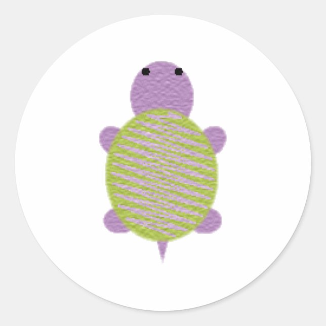 Purple and Green Turtle Classic Round Sticker (Front)