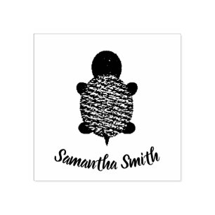 Purple and Green Turtle Rubber Stamp