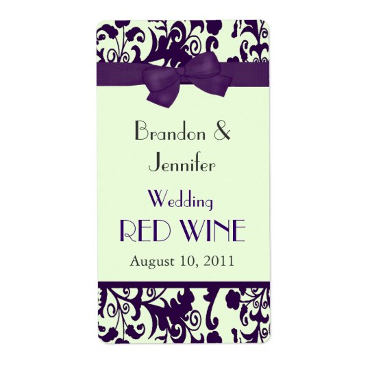 Purple and Green Wedding Mini Wine Labels