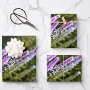 Purple and Green Wildflowers Wrapping Paper Sheet