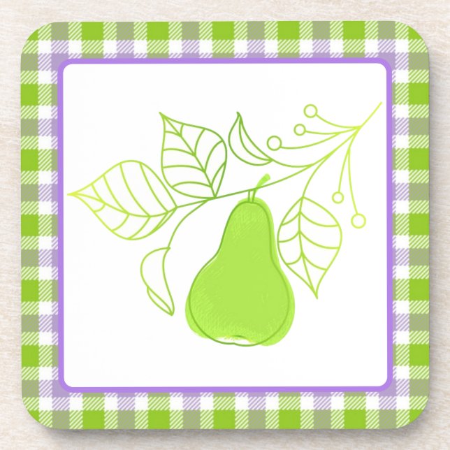 Purple and Green with Pear Coaster (Front)
