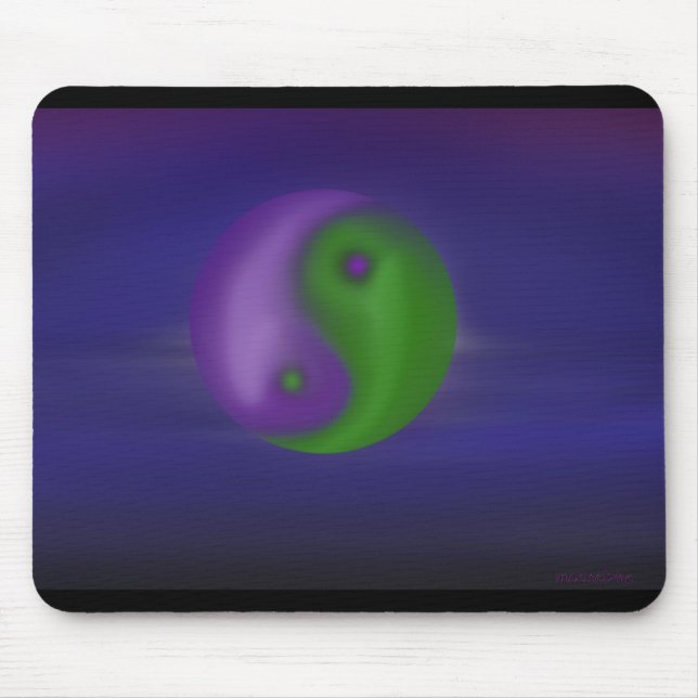 Purple and green ying and yang sky mouse pad (Front)