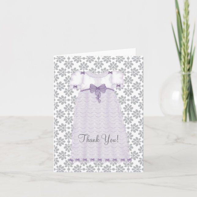 Purple and Grey Baby Shower Thank You Cards (Front)