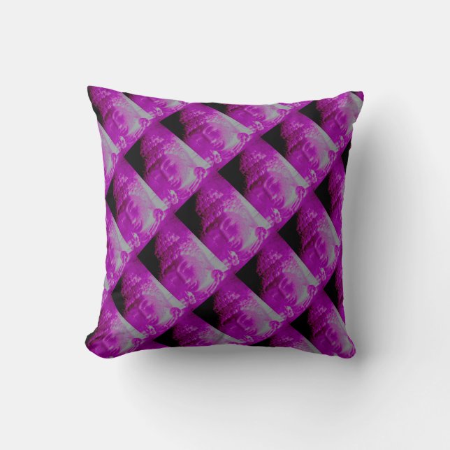 purple and grey buddha pillow (Front)