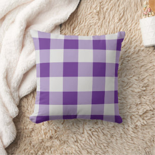 Purple And Grey Chequerboard Pattern Cushion