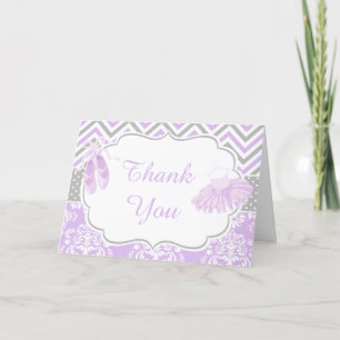 Purple and Grey Chevron Ballerina Thank You