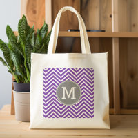 Purple and Grey Chevron Pattern with Monogram