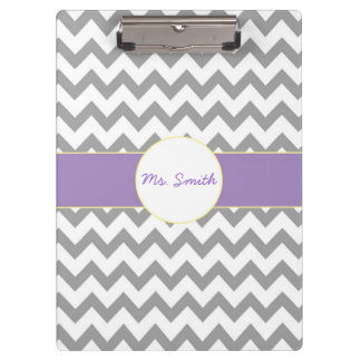 Purple and Grey Chevron Striped Clipboard