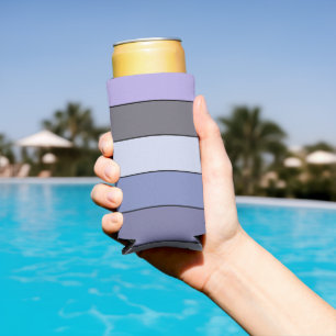 Purple And Grey Colour Stripes On Watercolor Paper Seltzer Can Cooler