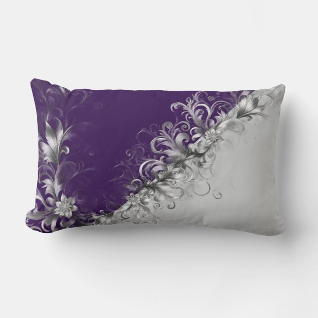 Purple and Grey Contemporary Decorative Lumbar Cushion (Front)