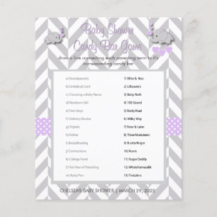 Purple and Grey Elephant Baby Shower Game Flyer