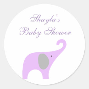 Purple and Grey Elephant Baby Shower Seal