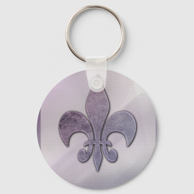 Purple and grey fleur-de-lis key ring (Front)