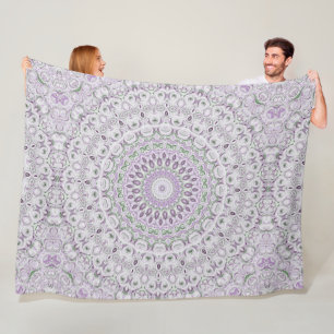 Purple and Grey Medallion Design Fleece Blanket