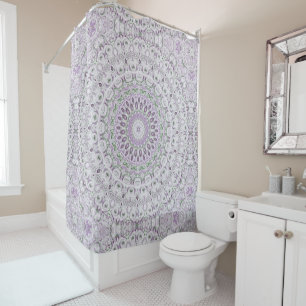 Purple and Grey Medallion Design Shower Curtain