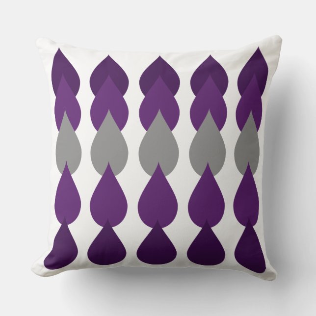 Purple and Grey Modern Graphic Cushion (Front)