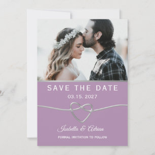 Purple and Grey Photo Wedding Save The Date