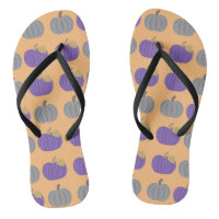 Purple and Grey Pumpkins Autumn Pattern FlipFlops