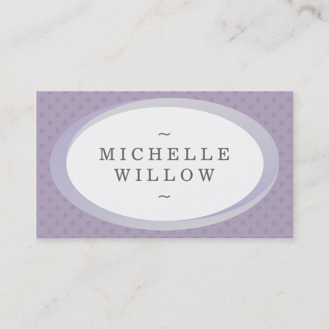 Purple and Grey Stars Name Frame Business Card (Front)
