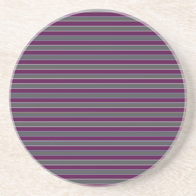 Purple and Grey stripes Coaster (Front)