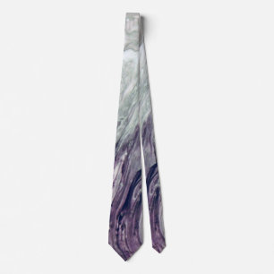 Purple and Grey Swirl Abstract Flow Painting Tie