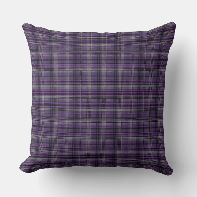 Purple and grey tartan  cushion (Front)