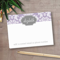 Purple and Grey Vintage Damask Pattern Monogram