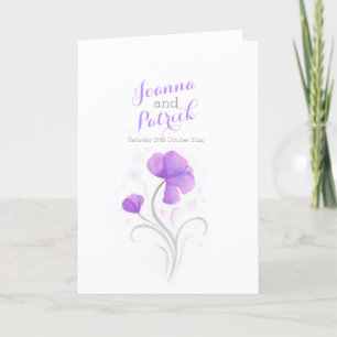 Purple and grey watercolor flower wedding program