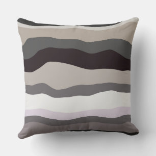 Purple and Grey Wavy Stripes Cushion