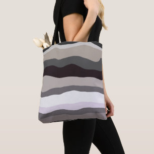 Purple and Grey Wavy Stripes Tote Bag