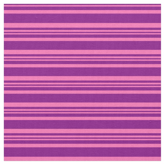 Purple and Hot Pink Coloured Striped/Lined Pattern Fabric (Close Up)