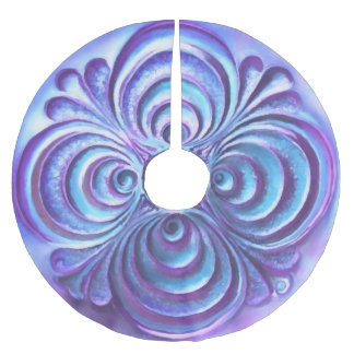 Purple and Ice Blue Design Brushed Polyester Tree Skirt