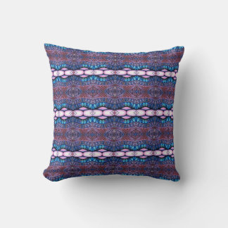 Purple and Indigo Ornamental Stripe Pattern Cushion