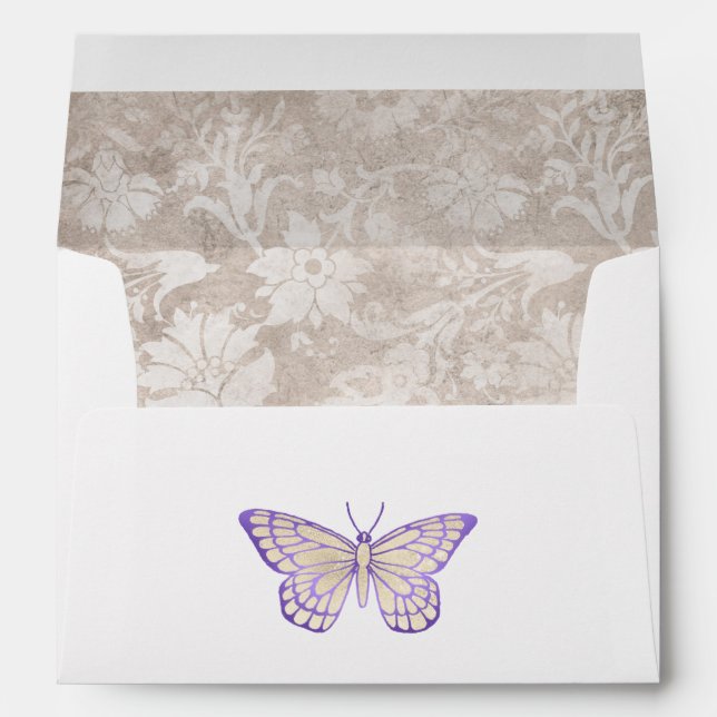 Purple and Ivory Butterfly Envelope (Back (Bottom))