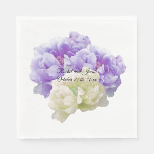 Purple and Ivory Peony Paper Napkins
