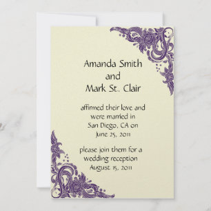 Purple and Ivory Post Wedding Reception Invitation
