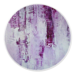 Purple and lavender abstract print ceramic knob