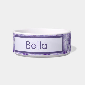 Purple and Lavender Alcohol Ink Marble Swirls Dog Bowl