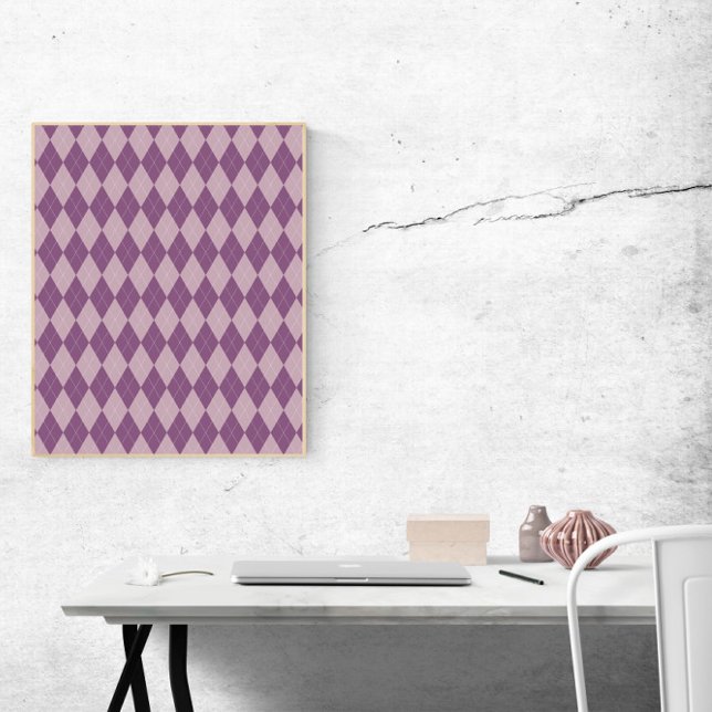 Purple and Lavender Argyle Pattern Poster (A poster of a purple and lavender argyle pattern)